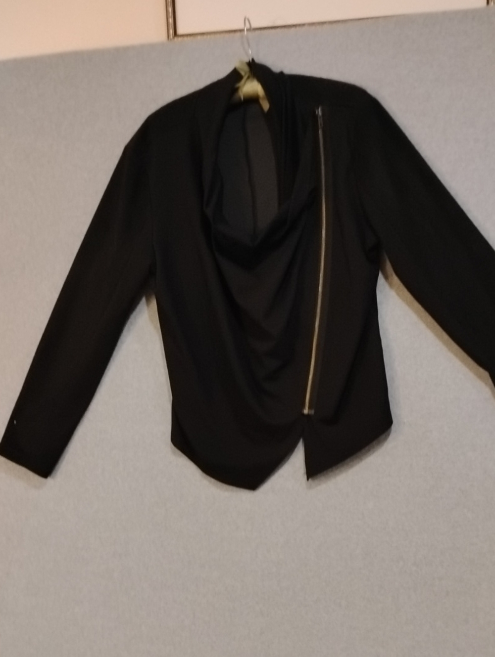 Simply Vera Vera Wang Black Draped Asymmetric Zip Blazer